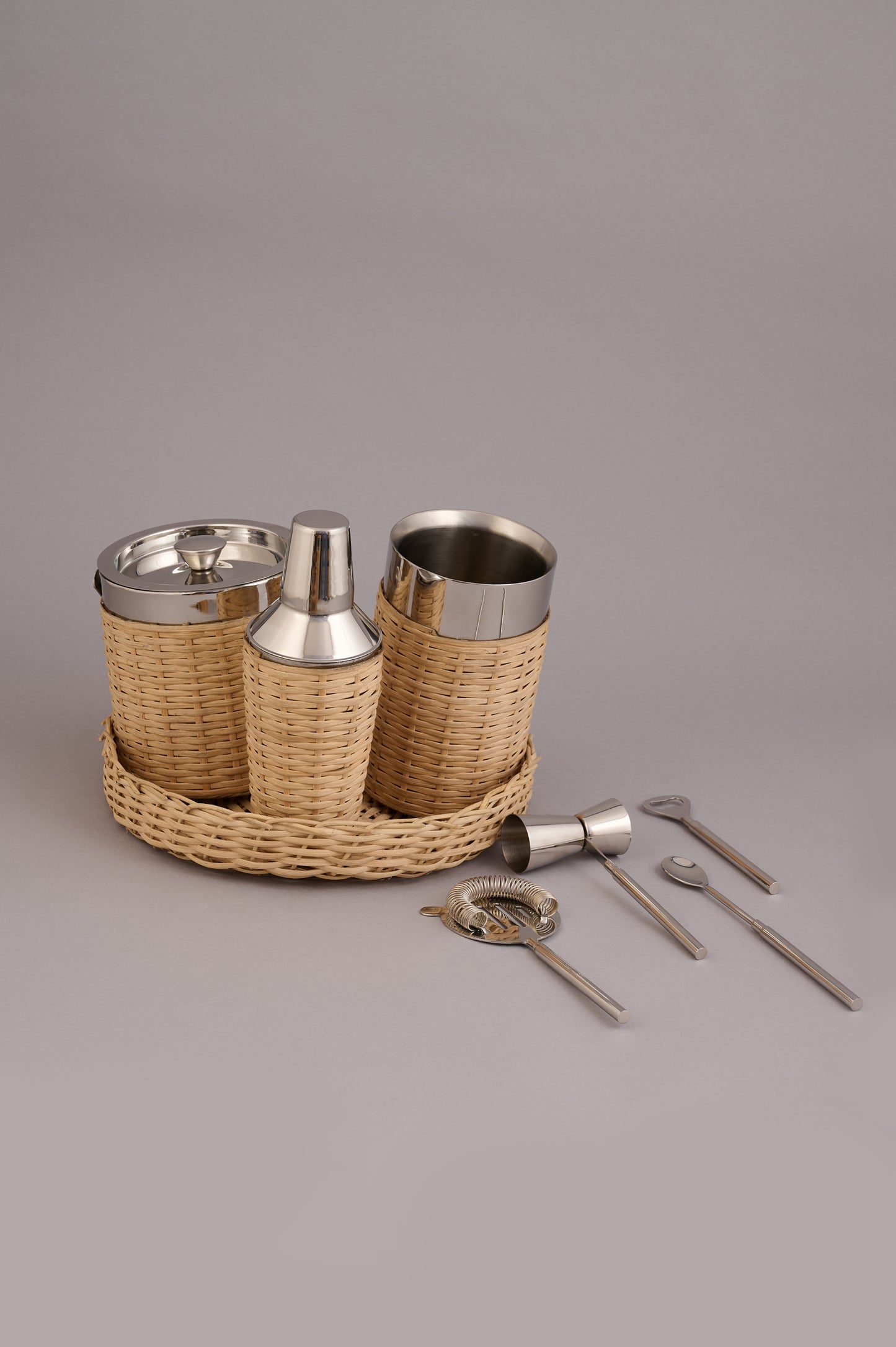 Rattan Barware Set