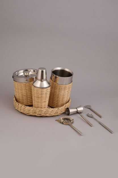 Rattan Barware Set