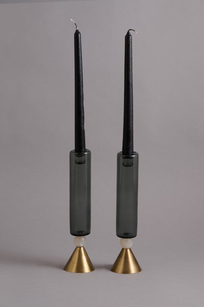 Smoked Taper Candle Holder