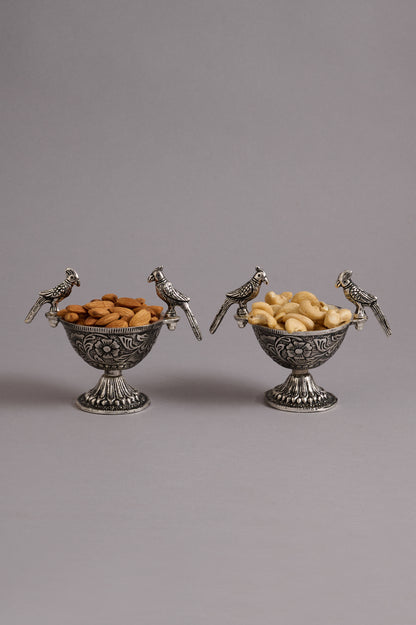 Antique Silver Bird Bowl Set