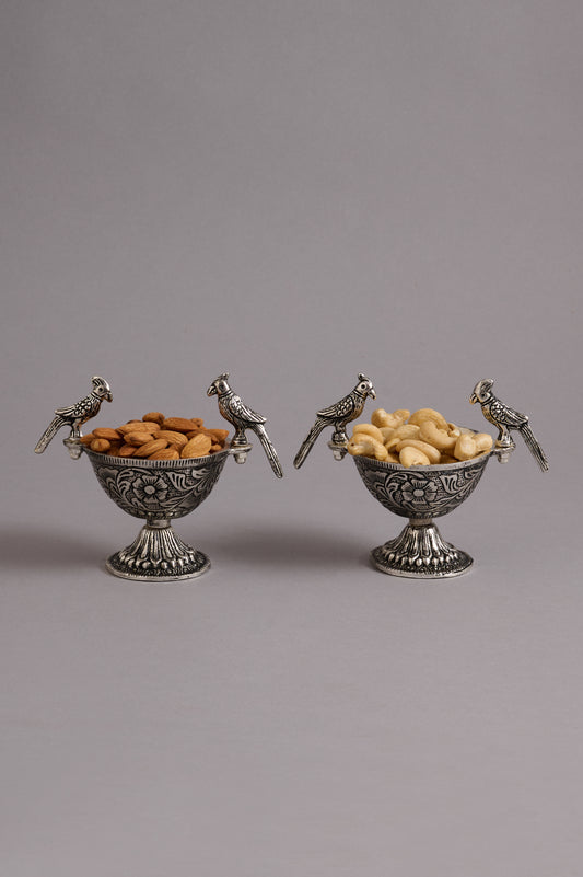 Antique Silver Bird Bowl Set