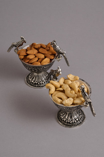 Antique Silver Bird Bowl Set