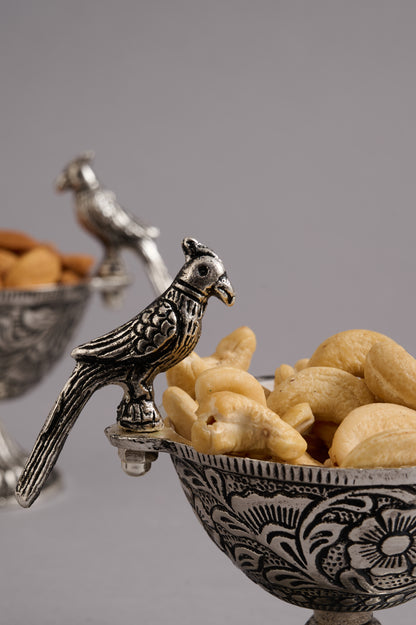 Antique Silver Bird Bowl Set