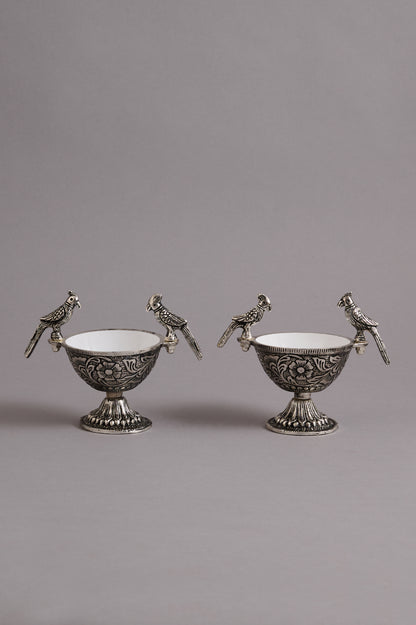 Antique Silver Bird Bowl Set