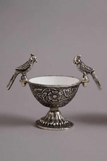 Antique Silver Bird Bowl Set
