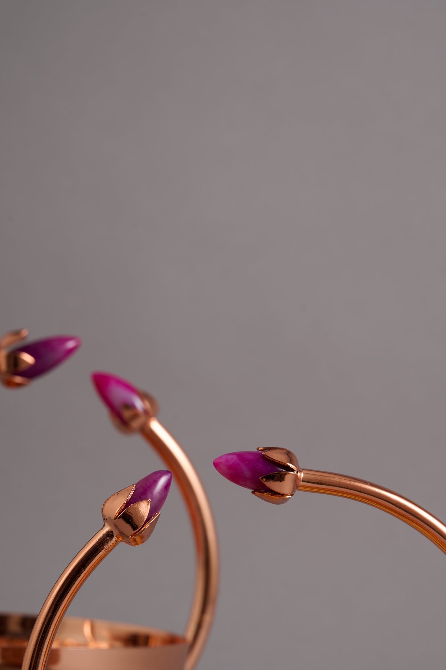 Copper Hammered Bowls with Gem Handles