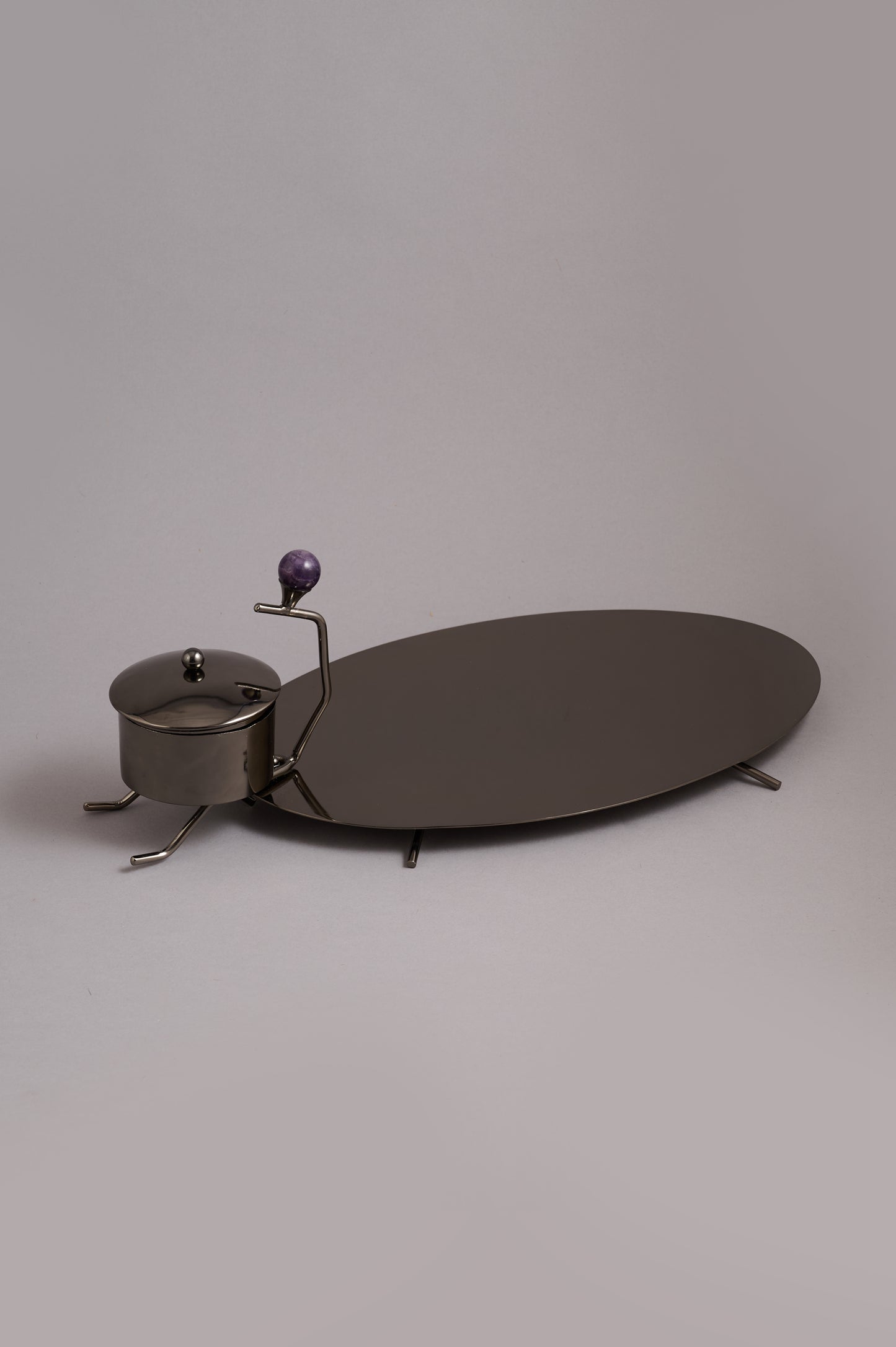 Oval Tray with Bowl & Figure Accent