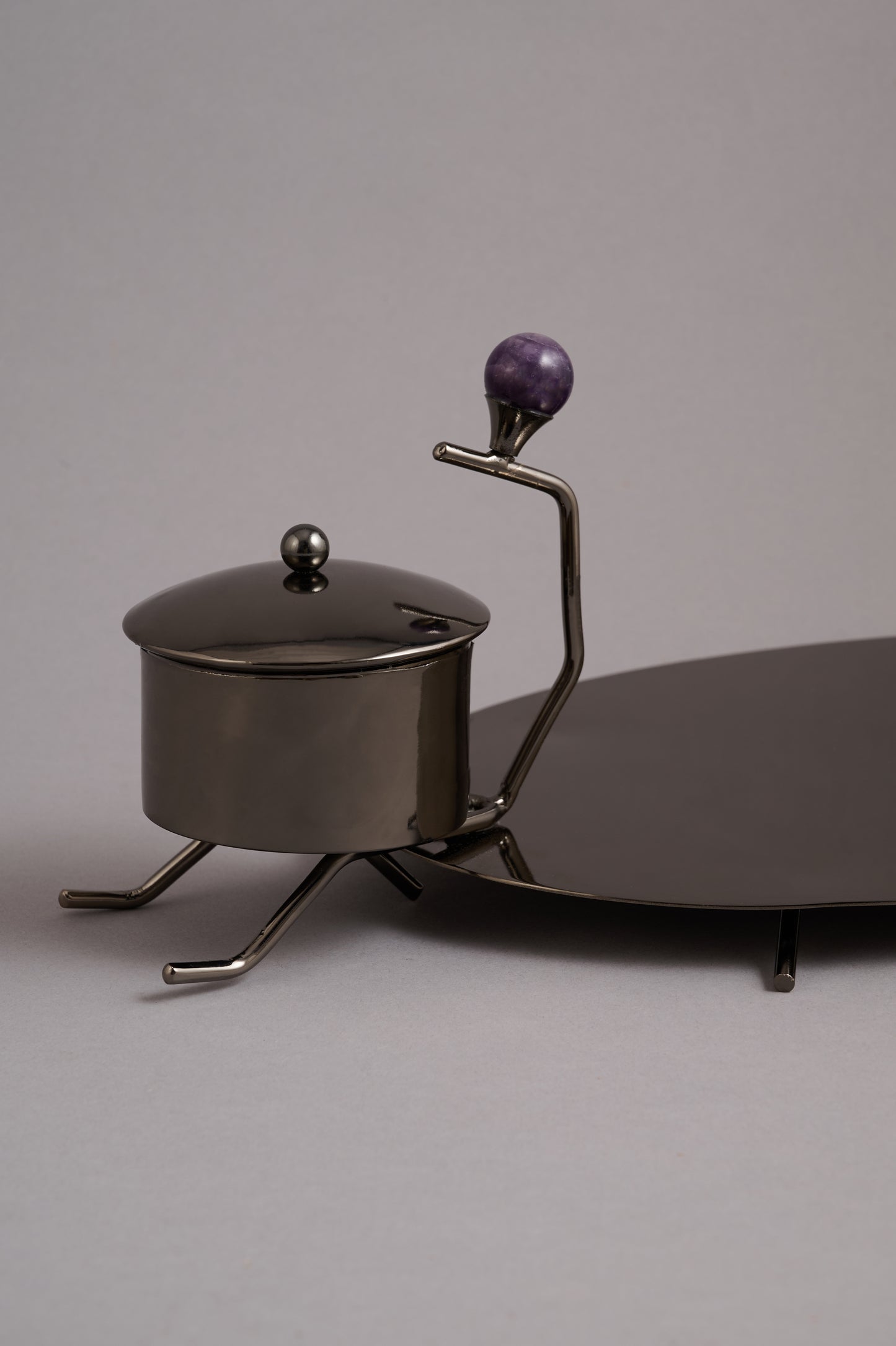 Oval Tray with Bowl & Figure Accent