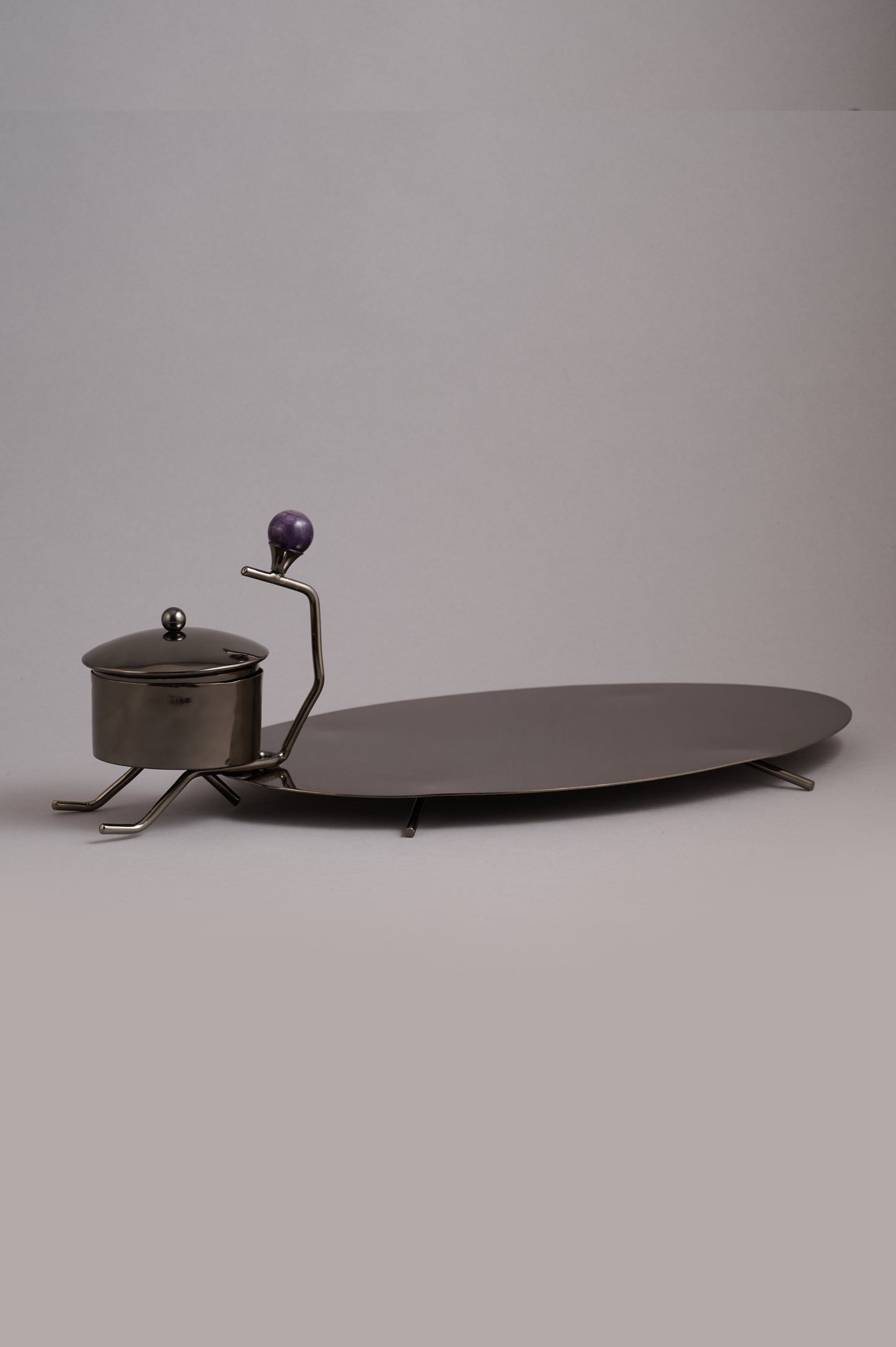 Oval Tray with Bowl & Figure Accent